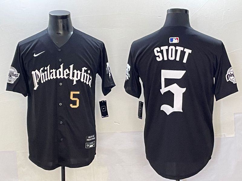 Men 2025 Philadelphia Phillies #5 Stott Black Seventh generation Joint Name Nike MLB Jersey style 3->philadelphia phillies->MLB Jersey
